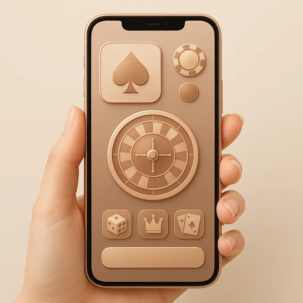 Smartphone affichant l'application mobile du casino